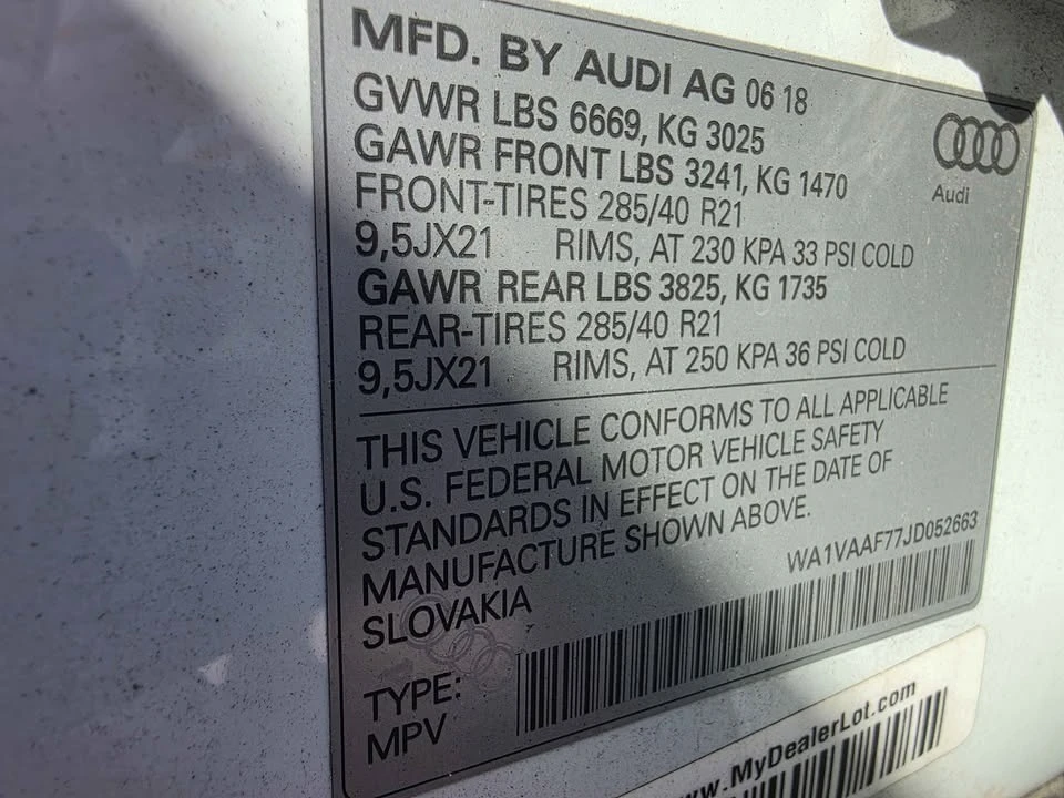 2018 Audi 4M Q7 - Image 20 of 20