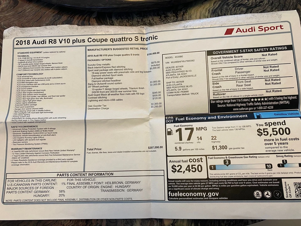 2018 Audi 4S R8 - Image 20 of 20