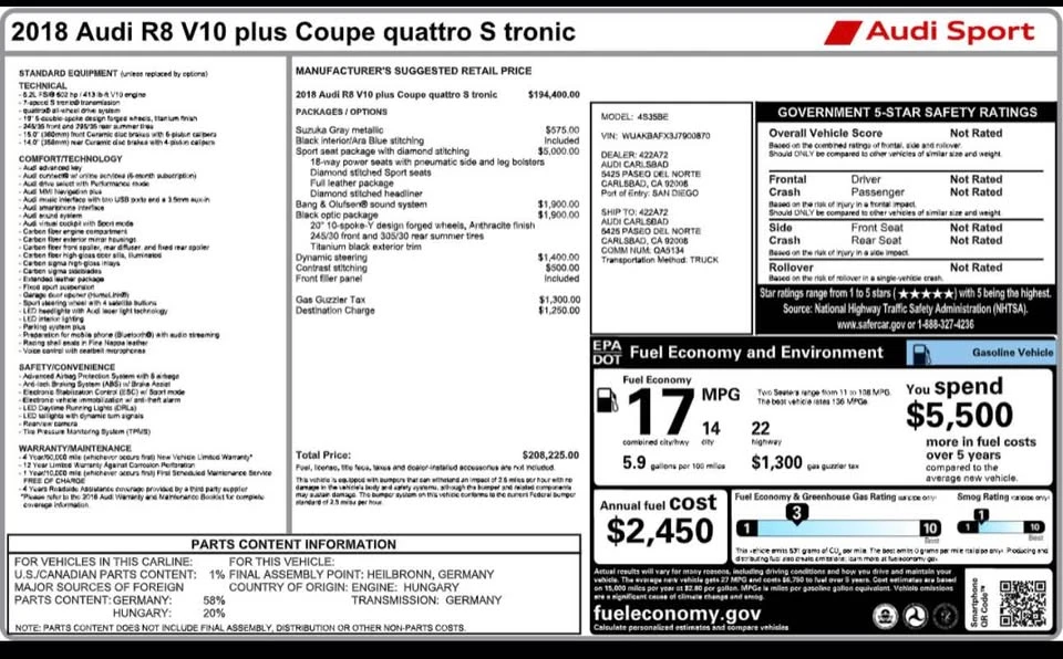 2018 Audi 4S R8 - Image 14 of 14