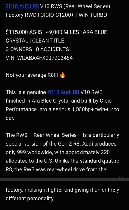 2018 Audi 4S R8 - Image 6 of 20