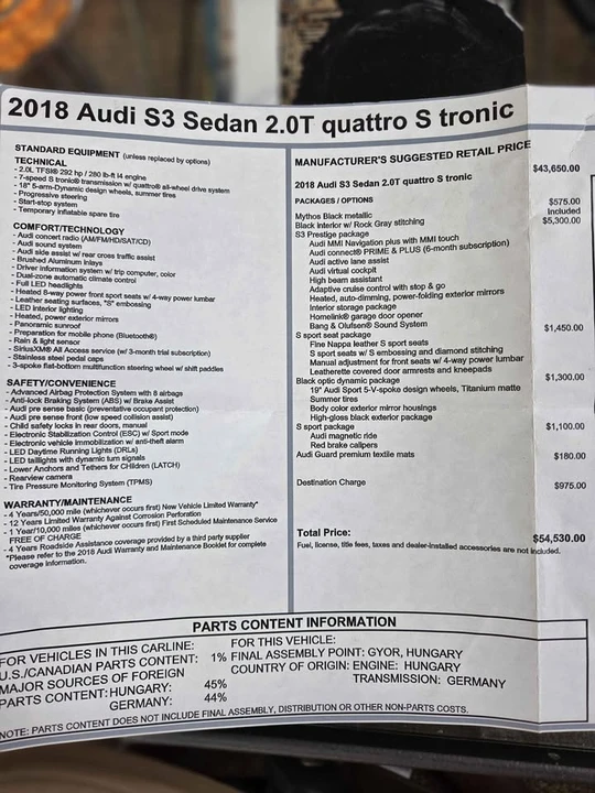 2018 Audi 8V S3 - Image 18 of 18
