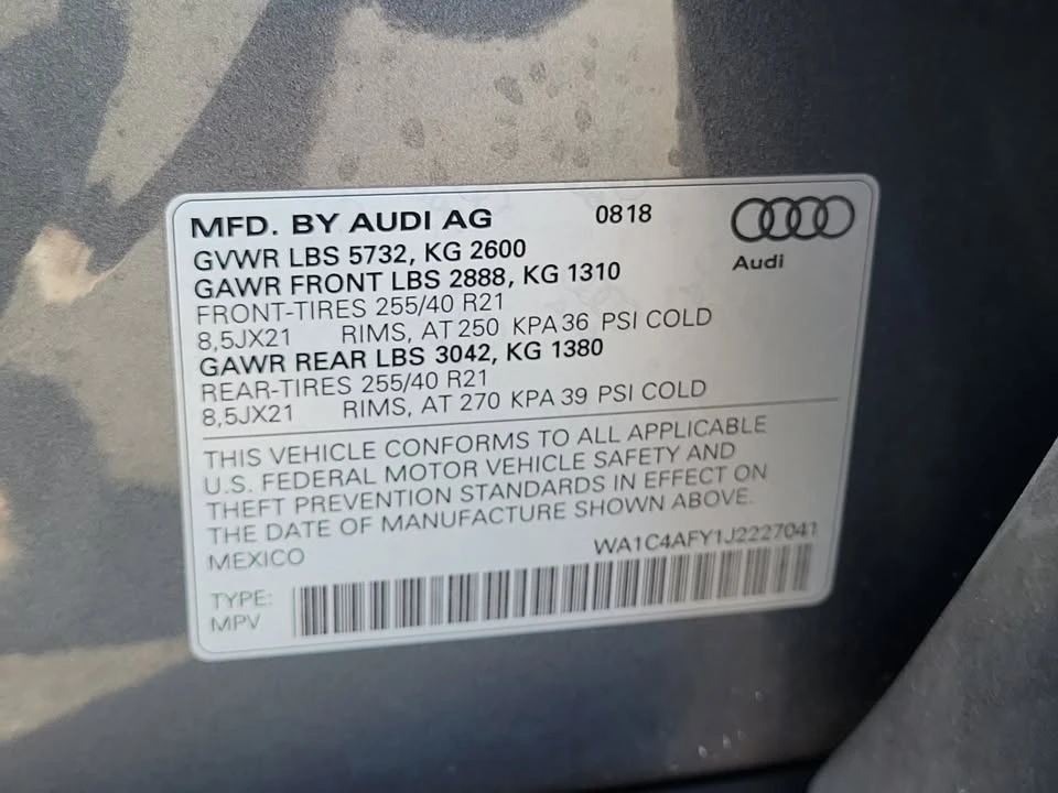 2018 Audi FY SQ5 - Image 20 of 20