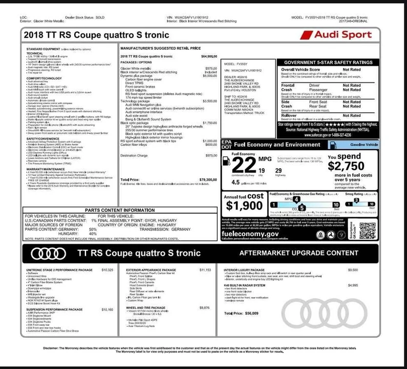 2018 Audi TT RS Mk3 - Image 5 of 10