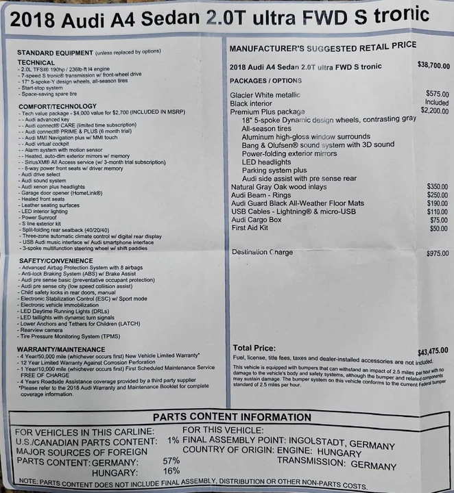 2018 Audi B9 A4 - Image 11 of 12