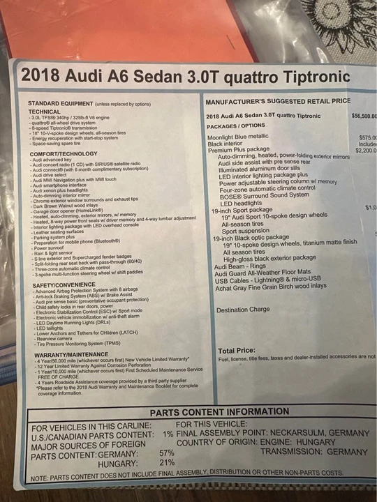 2018 Audi C7 A6 - Image 8 of 8
