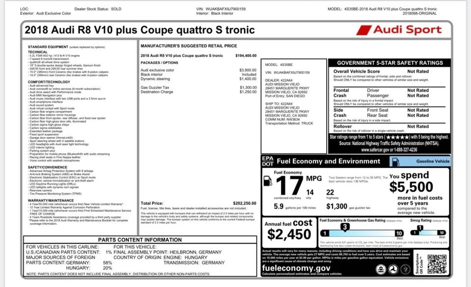 2018 Audi 4S R8 - Image 20 of 20