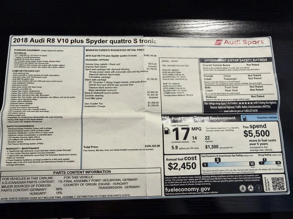 2018 Audi 4S R8 - Image 3 of 16