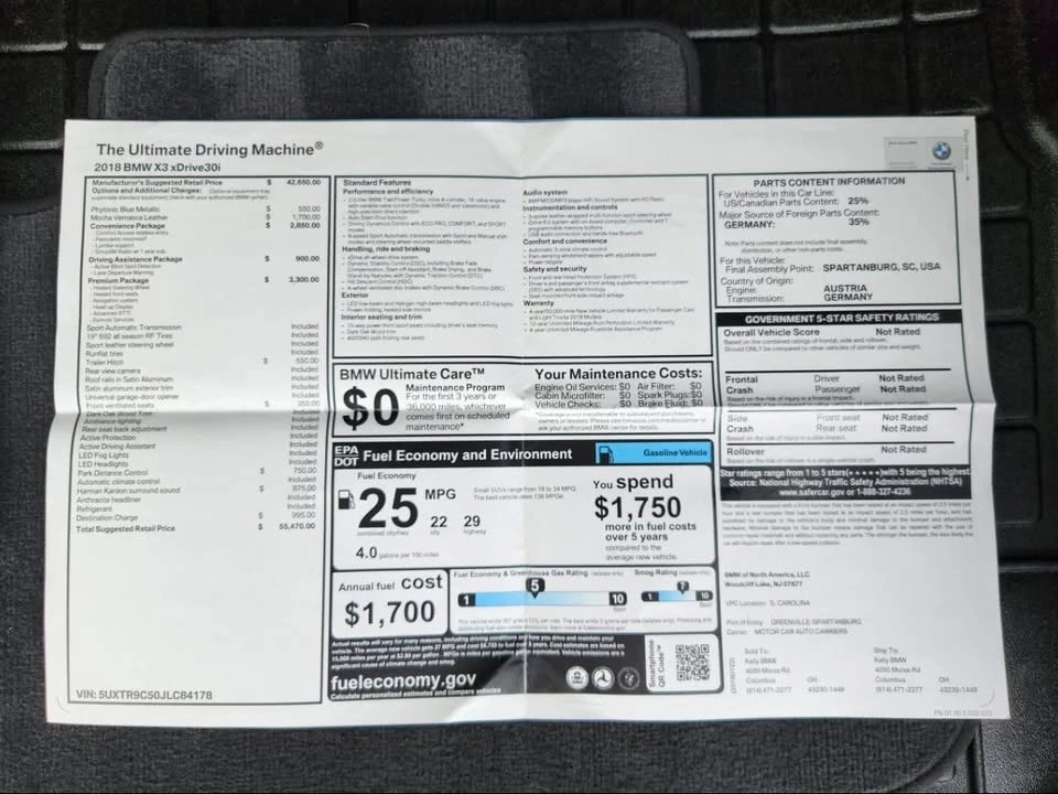 2018 BMW G01 X3 - Image 13 of 17
