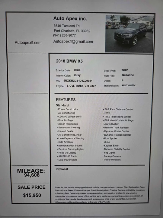 2018 BMW F15 X5 - Image 15 of 15