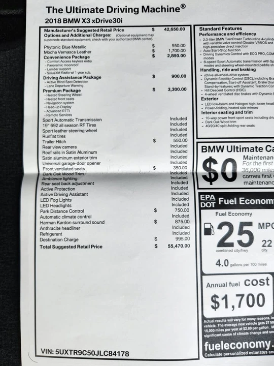 2018 BMW G01 X3 - Image 12 of 20