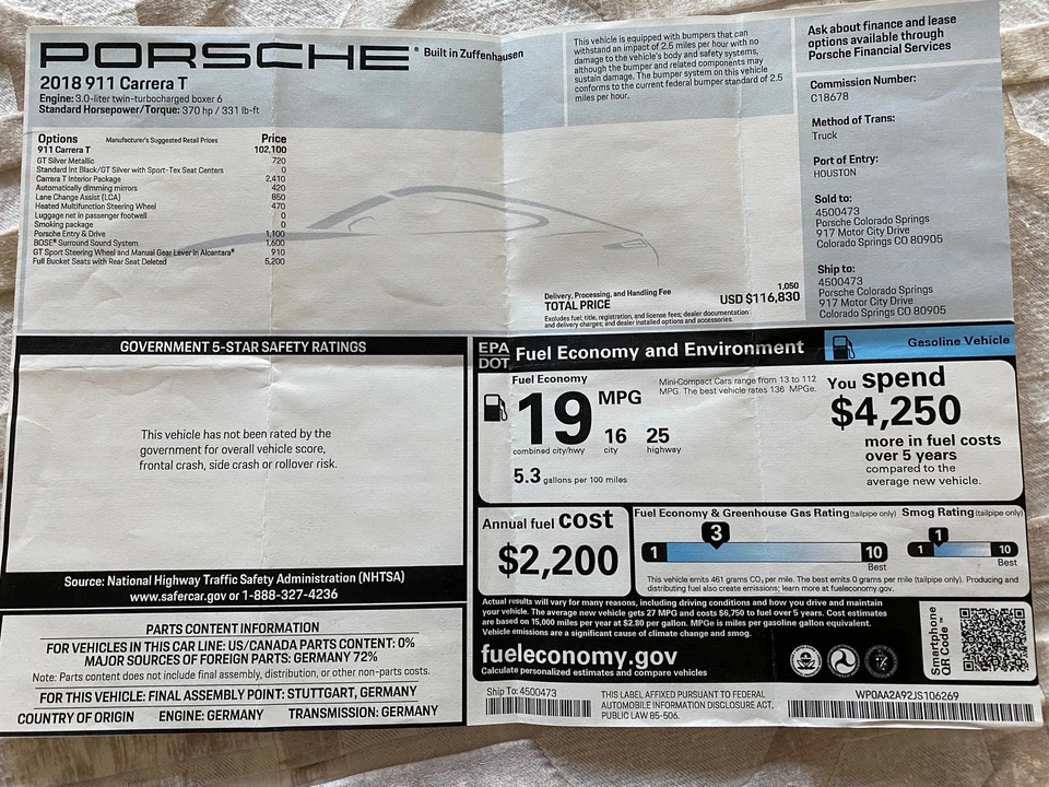 2018 Porsche 991 Carrera T - Image 21 of 24