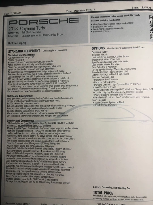 2018 Porsche 958 Cayenne Turbo - Image 13 of 13
