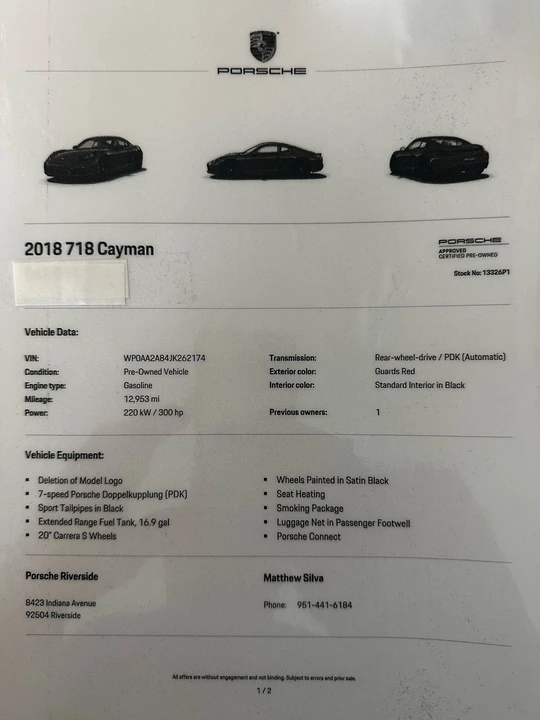 2018 Porsche 718 Cayman - Image 22 of 23