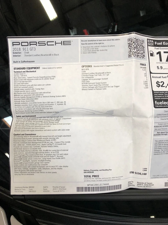 2018 Porsche 991 GT3 - Image 5 of 5