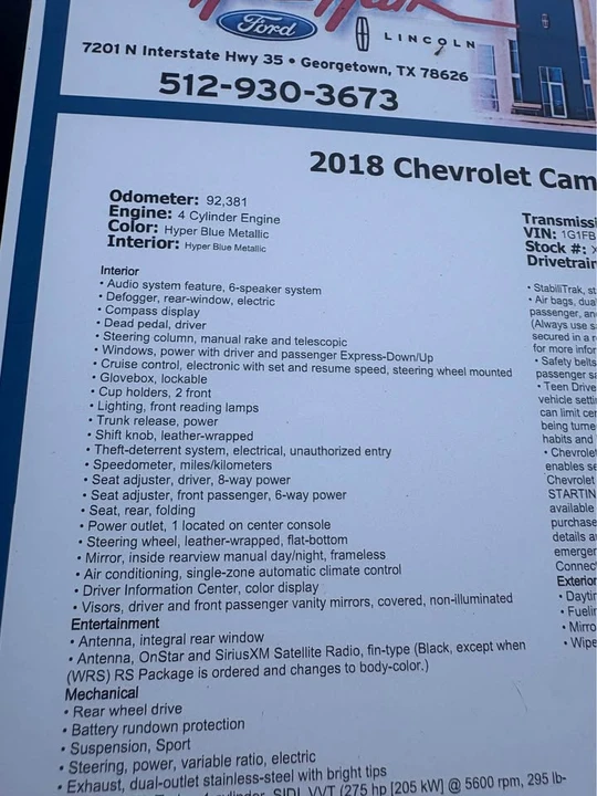 2018 Chevrolet Camaro 6th Gen - Image 7 of 7