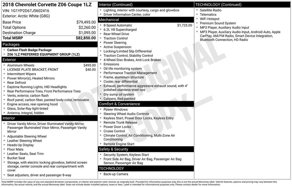 2018 Chevrolet Corvette C7 Z06 - Image 20 of 20