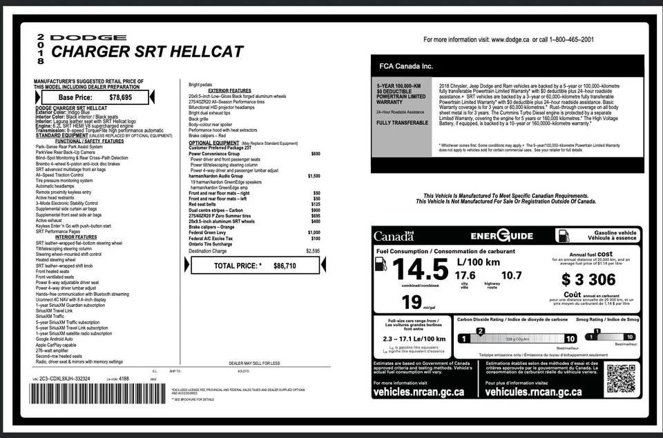 2018 Dodge Charger SRT Hellcat 7th Gen - Image 2 of 15