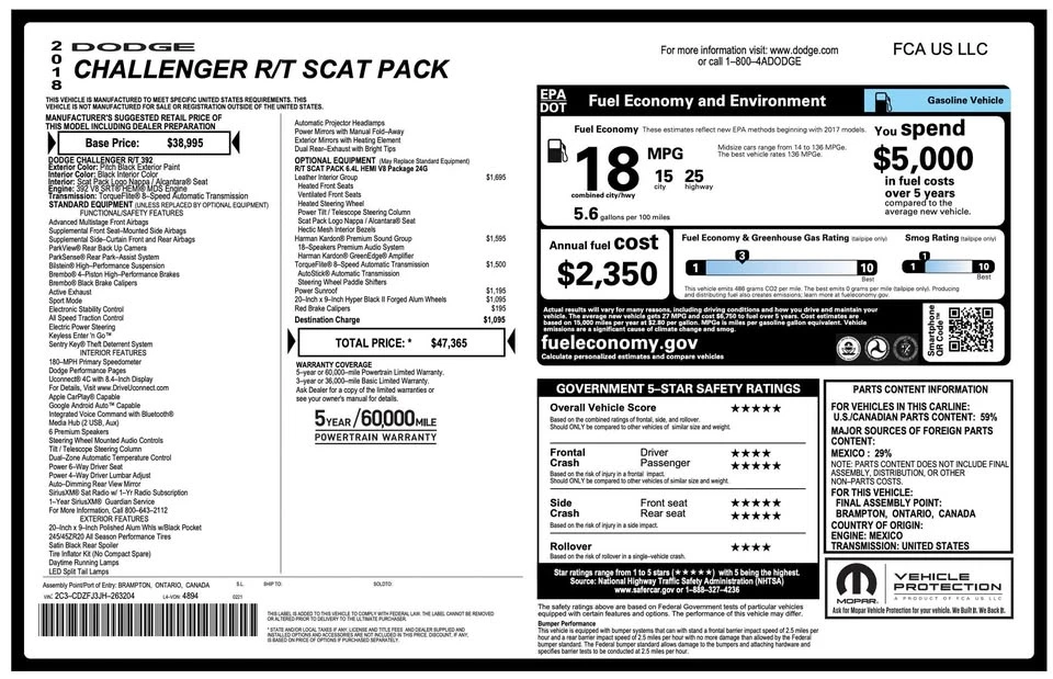 2018 Dodge Challenger SRT8 & 392 3rd Gen - Image 2 of 20