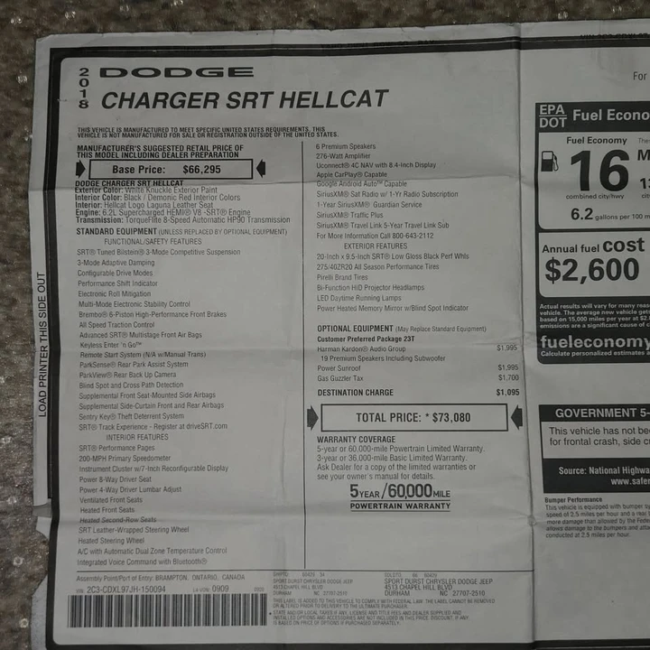 2018 Dodge Charger SRT Hellcat 7th Gen - Image 10 of 13