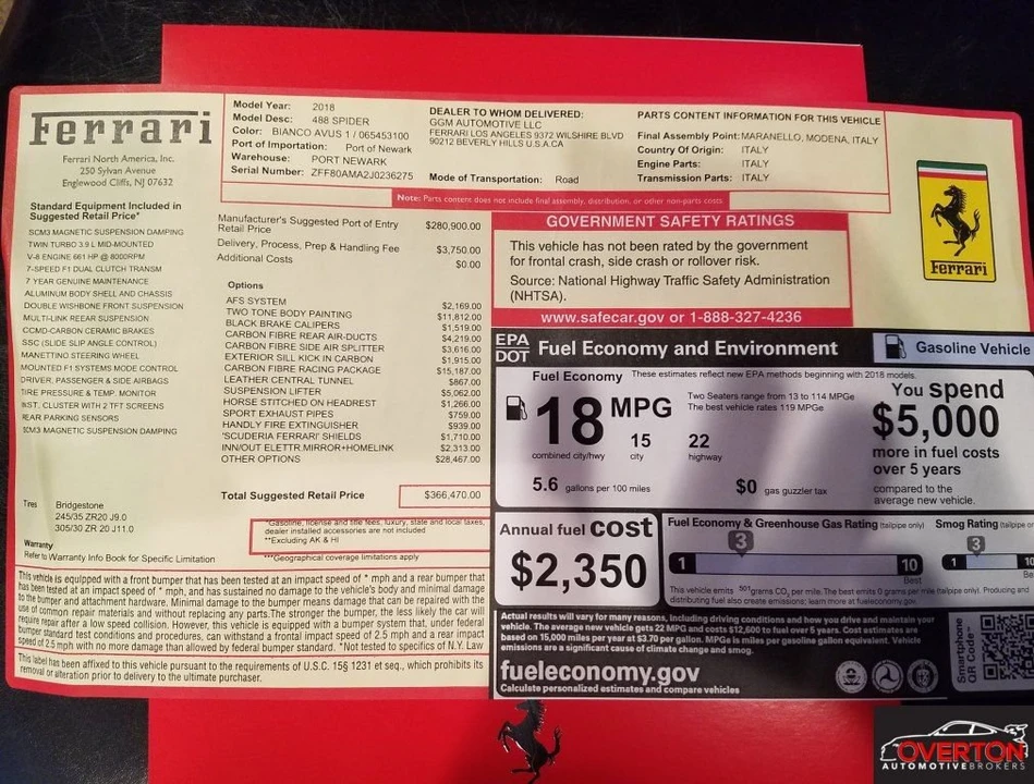 2018 Ferrari 488 Spider - Image 16 of 16