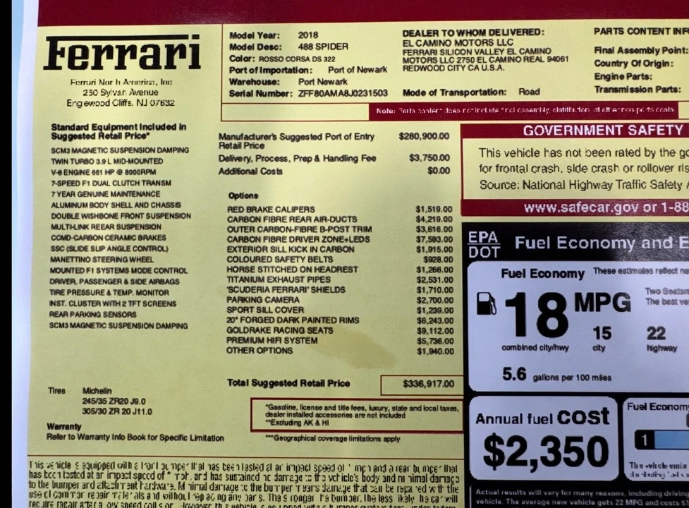 2018 Ferrari 488 - Image 2 of 21
