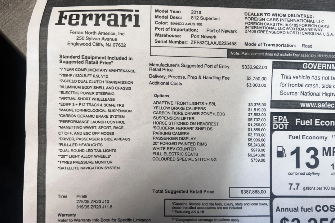 2018 Ferrari 812 Superfast - Image 9 of 12
