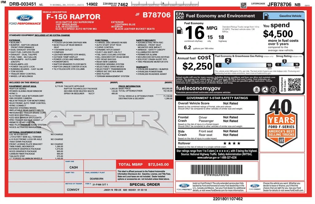2018 Ford F-150 Raptor 13th Gen - Image 7 of 7