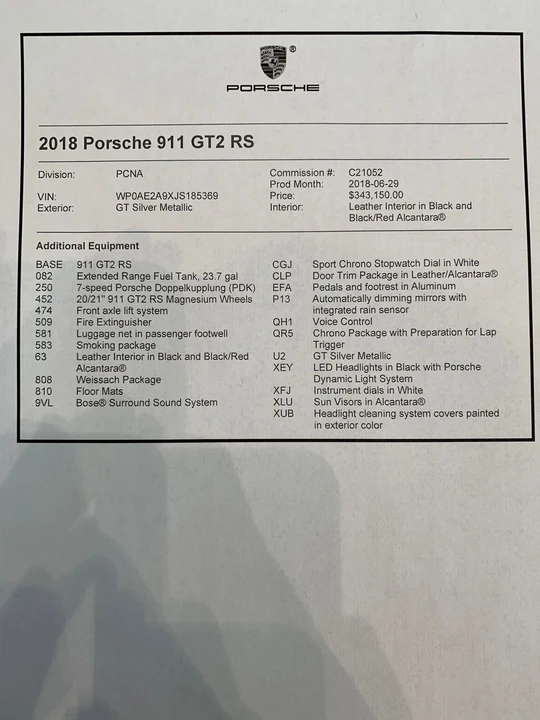 2018 Porsche 991 GT2 RS - Image 9 of 9