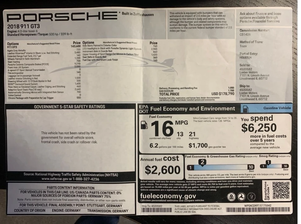 2018 Porsche 991 GT3 - Image 2 of 3