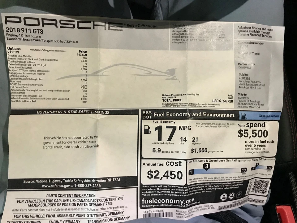 2018 Porsche 991 GT3 - Image 3 of 16