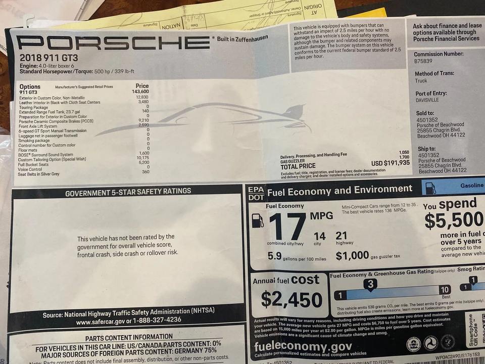 2018 Porsche 991 GT3 - Image 3 of 31