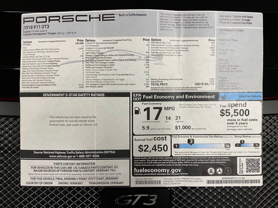 2018 Porsche 991 GT3 - Image 6 of 22