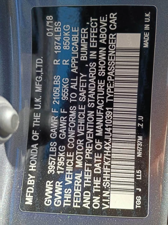 2018 Honda Civic 10th Gen - Image 8 of 9