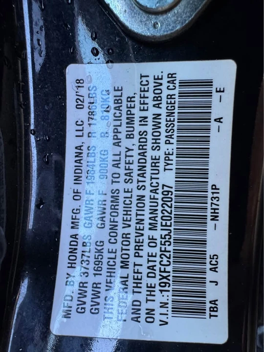 2018 Honda Civic 10th Gen - Image 7 of 7