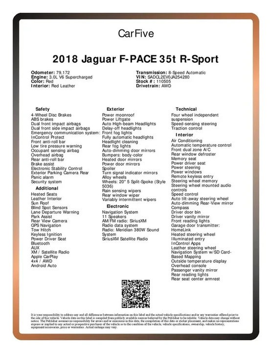 2018 Jaguar F-Pace - Image 12 of 20