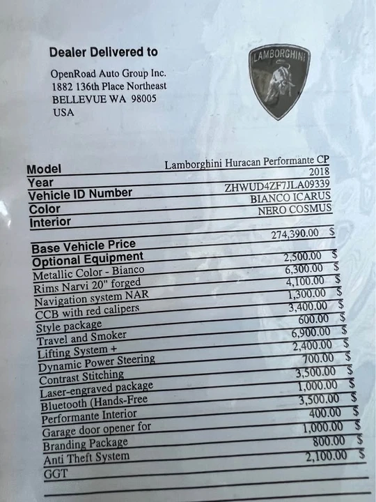 2018 Lamborghini Huracan - Image 11 of 12