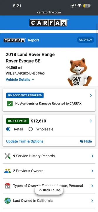 2018 Land Rover Range Rover Evoque 1st Gen - Image 14 of 15