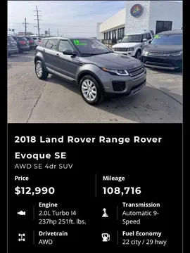 2018 Land Rover Range Rover Evoque SE Sport Utility 4D