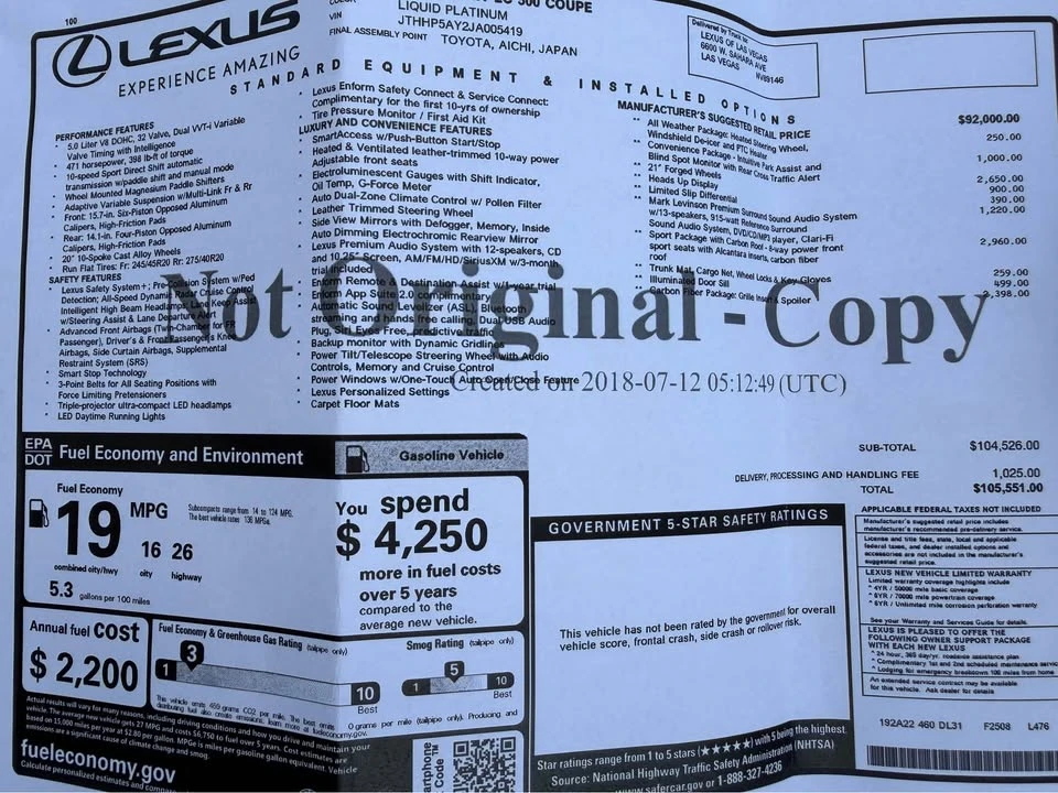 2018 Lexus LC - Image 18 of 18