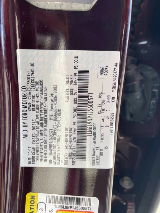 2018 Lincoln Continental 10th Gen - Image 20 of 20