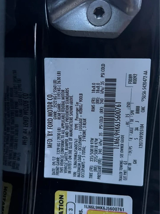 2018 Lincoln Continental 10th Gen - Image 16 of 16