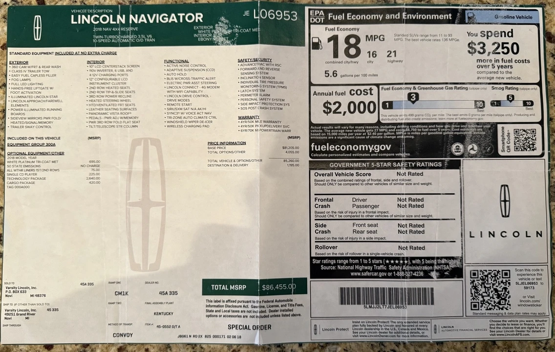 2018 Lincoln Navigator 4th Gen - Image 18 of 20