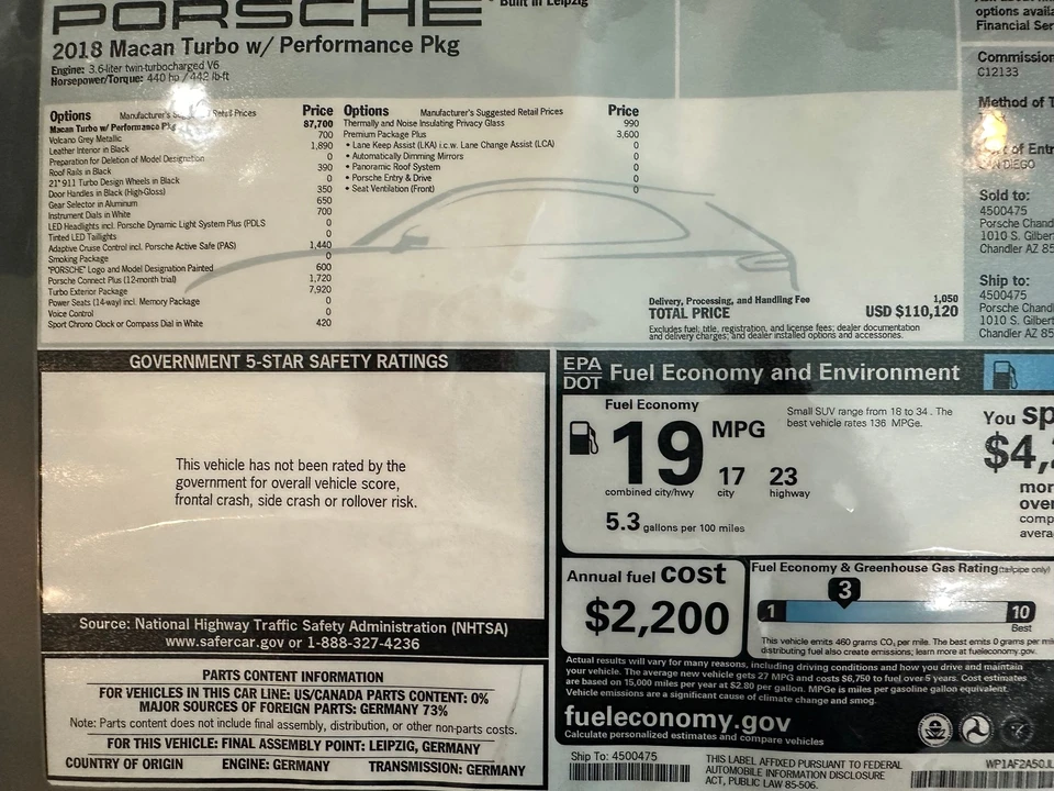 2018 Porsche Macan Turbo - Image 2 of 2