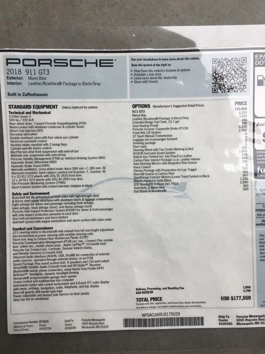 2018 Porsche 991 GT3 - Image 2 of 2