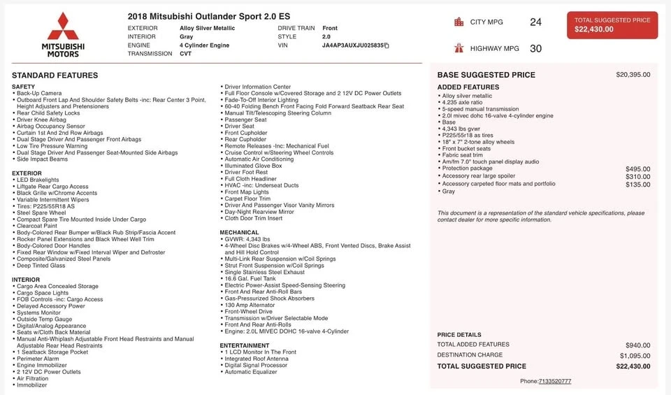 2018 Mitsubishi Outlander - Image 4 of 20