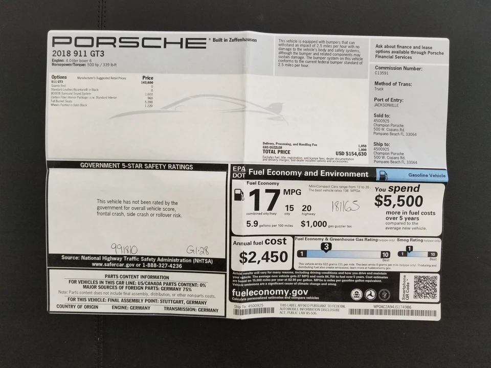 2018 Porsche 991 GT3 - Image 5 of 6