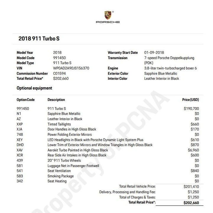 2018 Porsche 991 Turbo S - Image 2 of 17