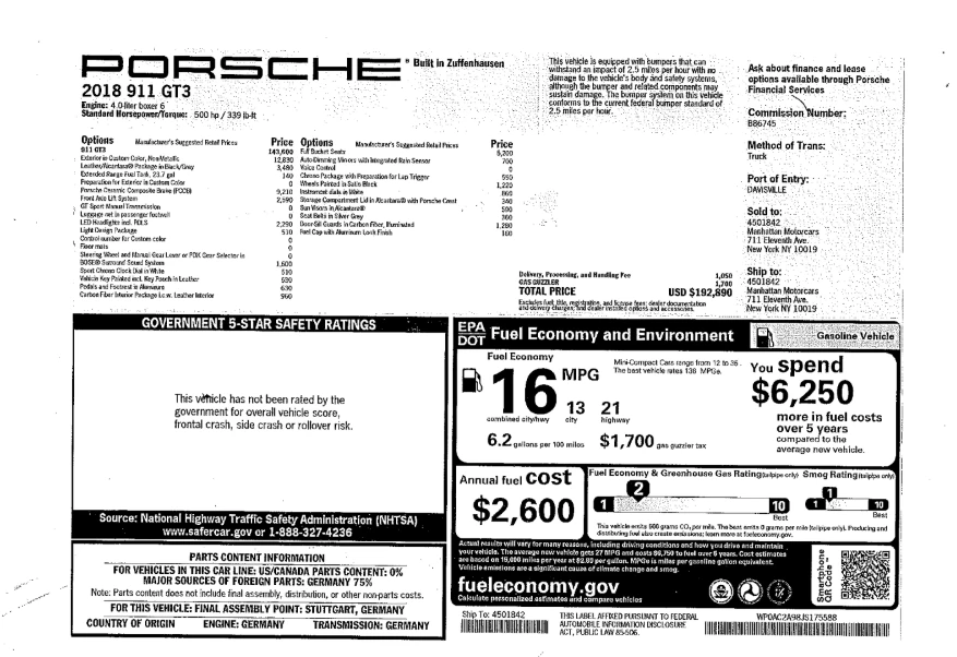 2018 Porsche 991 GT3 - Image 11 of 11