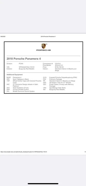 2018 Porsche 971 Panamera - Image 2 of 8