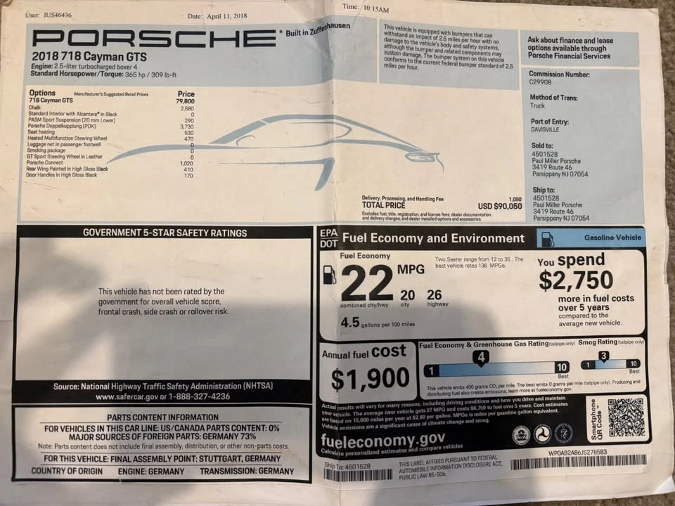 2018 Porsche 718 Cayman GTS - Image 19 of 20